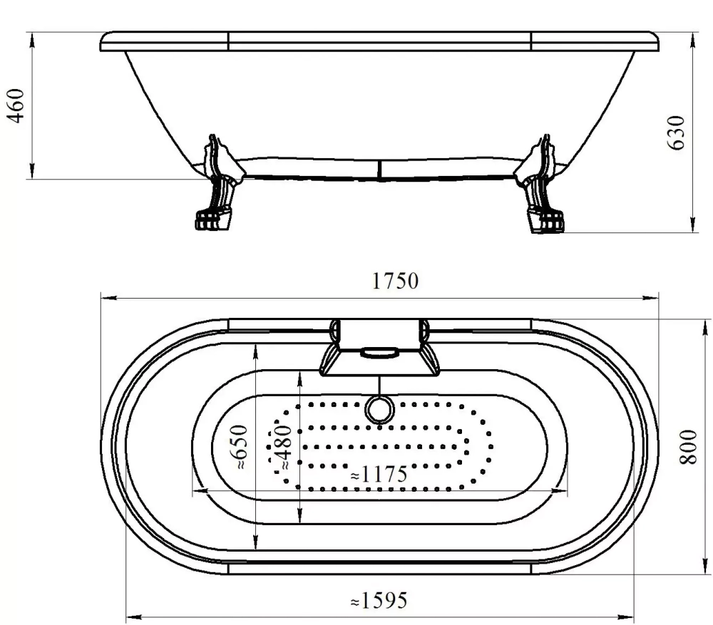 Акриловая ванна Radomir (Радомир) Леонесса перламутр 175х80, на ножках "лилия" Bronze