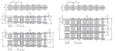 Цепь ПР-19,05 (60H-1 DH) роликовая однорядная усиленная L=5.029м / 264 зв.DONGHUA