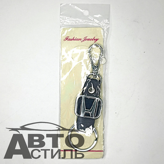 Брелок для ключей Кожа  ХОНДА HONDA  Хлястик с металл эмблемой с 2ным карабином