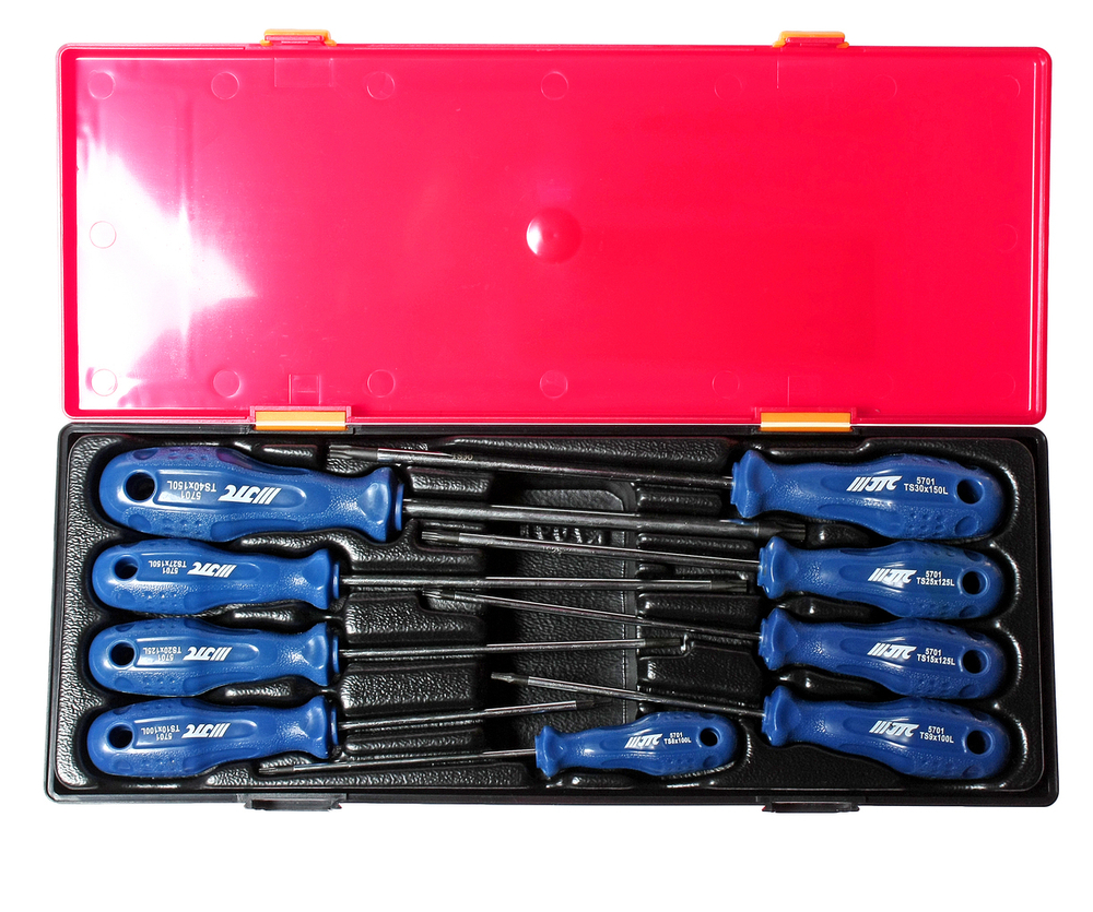 Набор отверток TORX TS8H-TS40H с отверстием 5-гранных 9 предметов в кейсе JTC