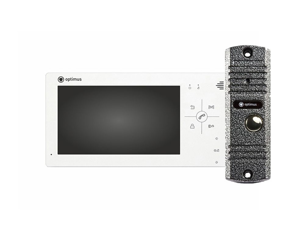 Комплект видеодомофона Optimus VM-7.0 (белый)+ DS-700L (сереб.)