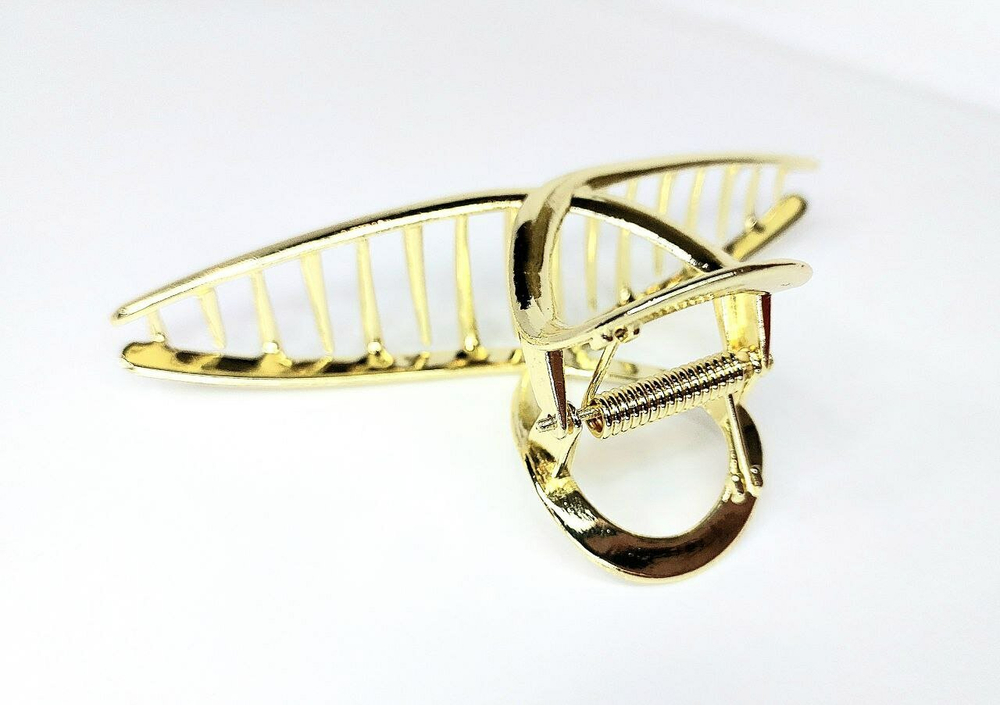 Заколка краб для волос. Заколка подходит для длинных и густых волос Петля. Усиленная. Цвет золото