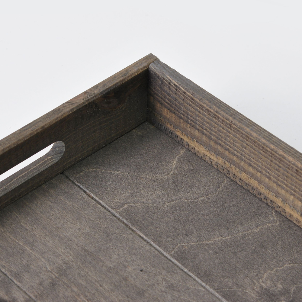 Набор деревянных подносов 38х28 см в стиле рустик (состаренный), 2 шт, столики для завтрака в постель Флоутард, для кухни, бурый