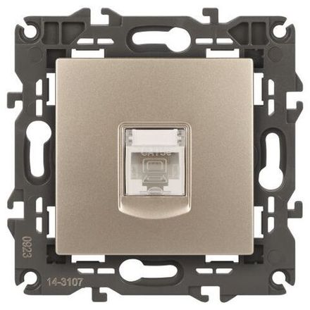 Розетка компьютерная 1-м Elegance 14-3107-04 RJ45 IP20 механизм шампань Эра Б0034305