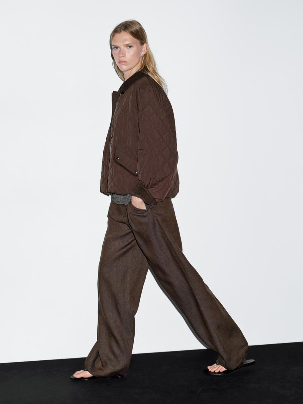 Massimo Dutti Короткая легкая куртка с вельветовой деталью, бордо