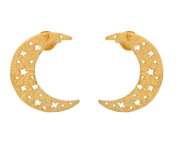 Серьги - гвоздики "Луна" позолота, средние