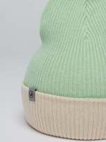 Шапка вязаная хлопковая ТВИНС(Шалфей, молоко)