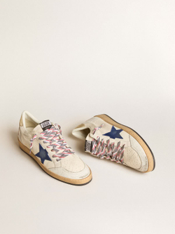 Men's Ball Star Uomo in nappa con stella in suede blue talloncino in pelle platino
