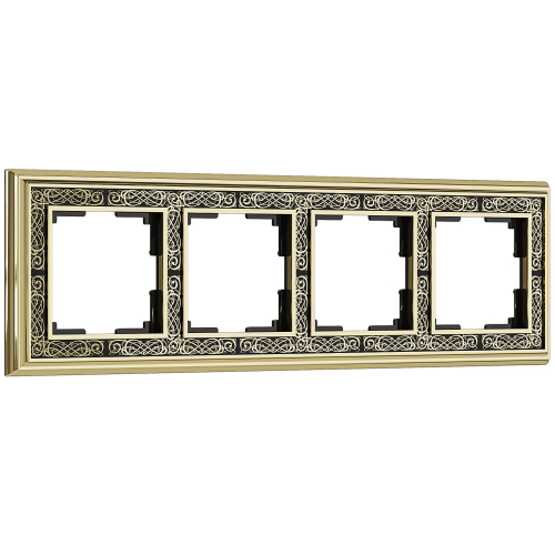 Рамка на 4 поста (золото/черный) W0041430