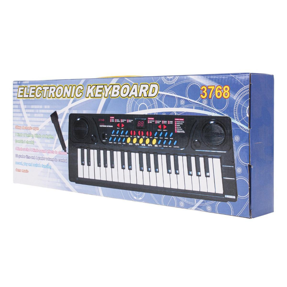 Синтезатор на бат. с микрофоном, коробка 3768