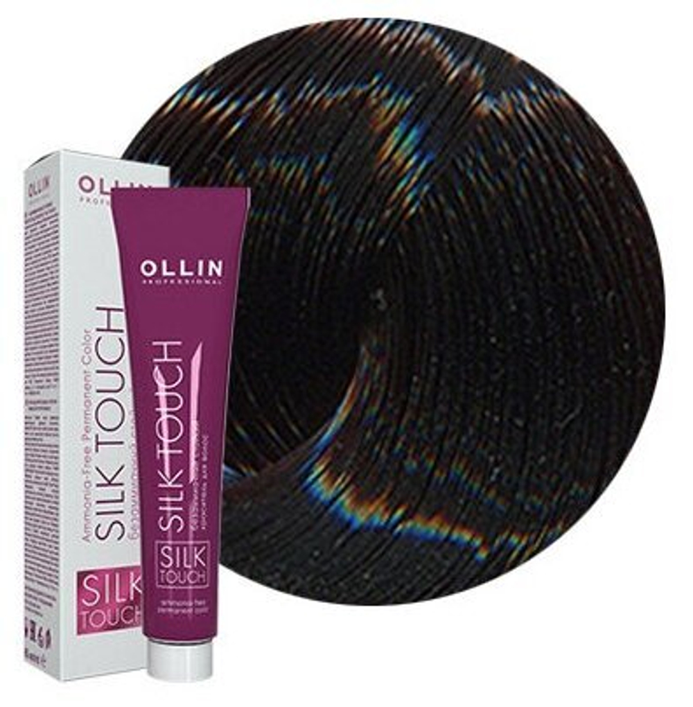 OLLIN SILK TOUCH 4/71 шатен коричнево-пепельный 60мл Безаммиачный стойкий краситель для волос