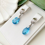 LEFIREL' Серьги серебряные женские "Горное озеро" с кристаллами Swarovski / ювелирные украшения из родированного серебра 925