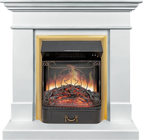 Каминокомплект California SFT (Разборный) - Белый с очагом Majestic FX Brass