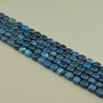 Нитка Агат 38 см. (Без замка) - Голубая