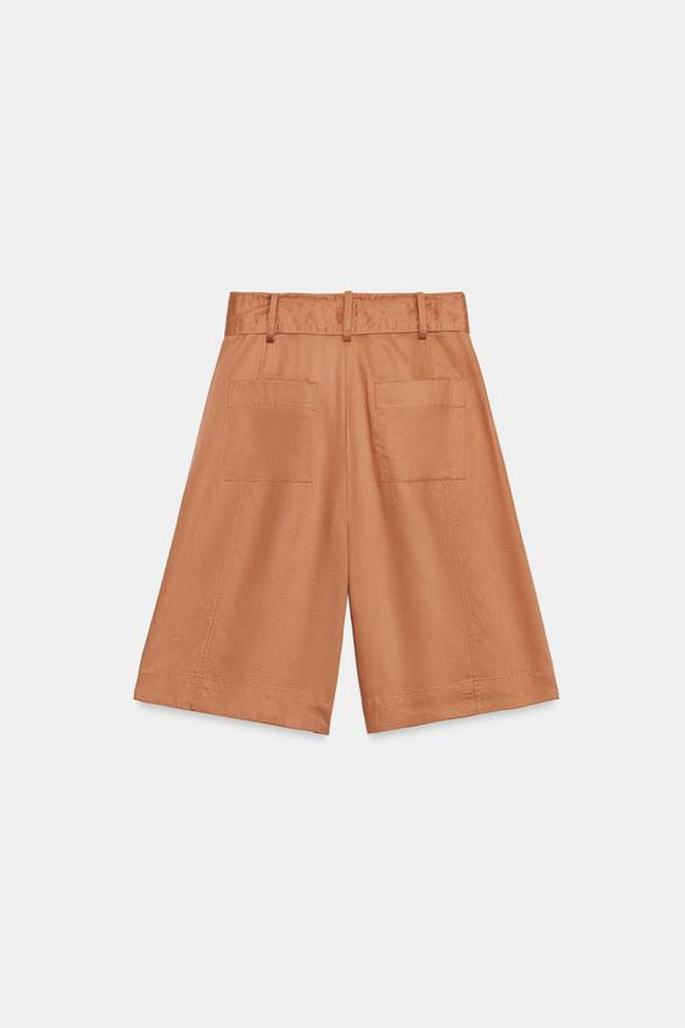 ZARA ДЛИННЫЕ ШОРТЫ С РЕМНЕМ, МЕДНЫЙ
