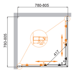 Душевой уголок Cezares MOLVENO-A-2-80-C-Cr-IV, 80х80х195, профиль хром, стекло прозрачное