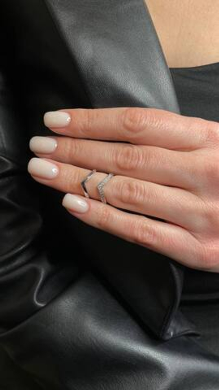 Фаланговое кольцо "Двойная галочка" с фианитами