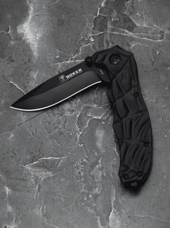 Складной нож тактический BOKER Черный с рельефной рукоятью
