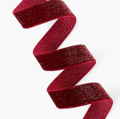 Бархатная лента с золотым люрексом 20 мм