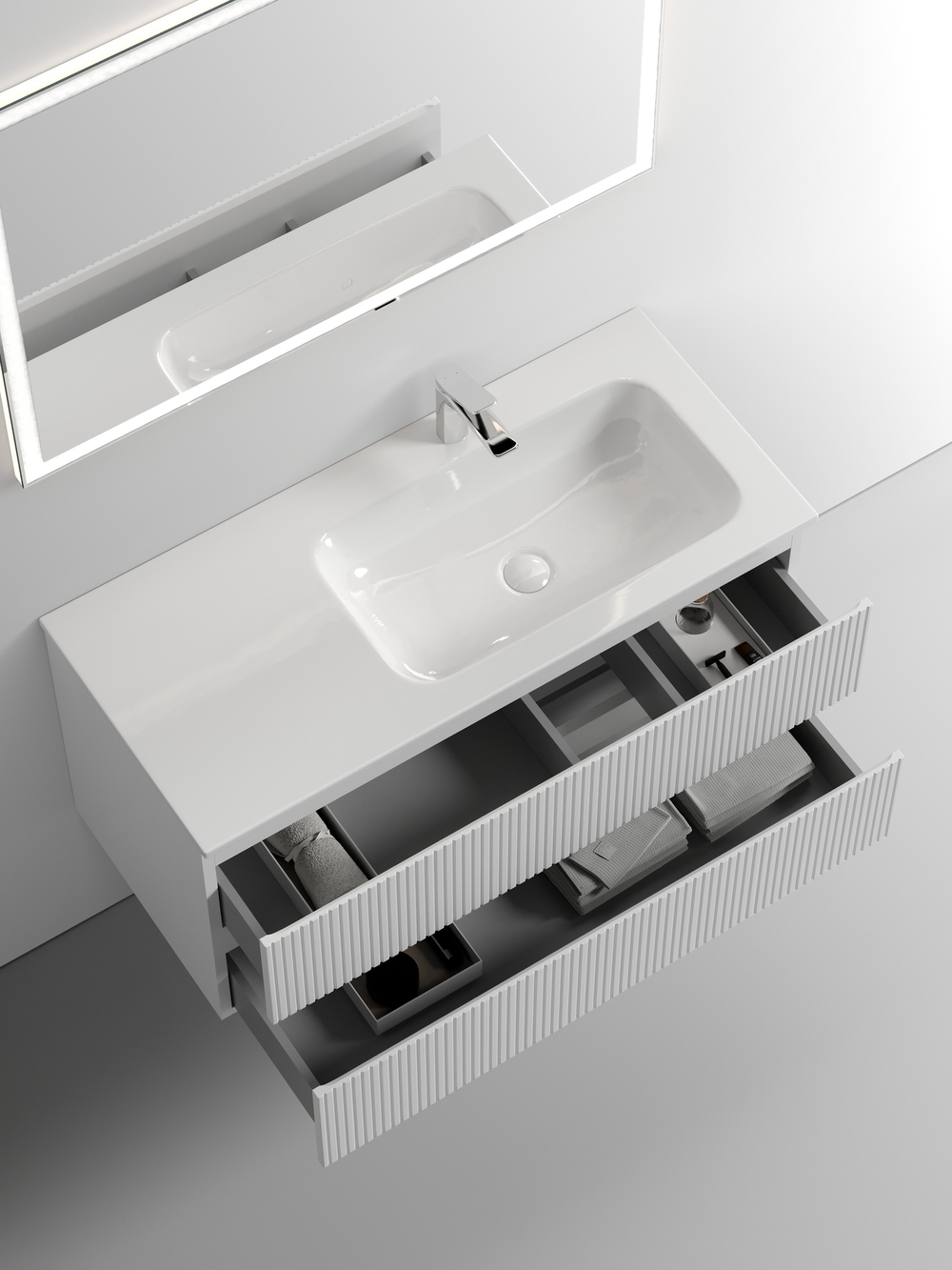 Тумба с раковиной Sancos Snob T 100 см SNT100RW правая, bianco