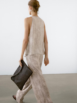 Massimo Dutti Брюки прямого кроя в полоску, дымчатый