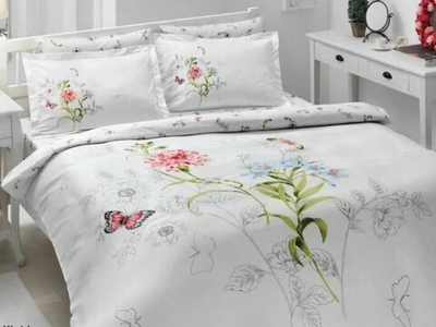 Комплект постельного белья ТАЧ Saten Delux семейный "NICOLE" V01-Розовый