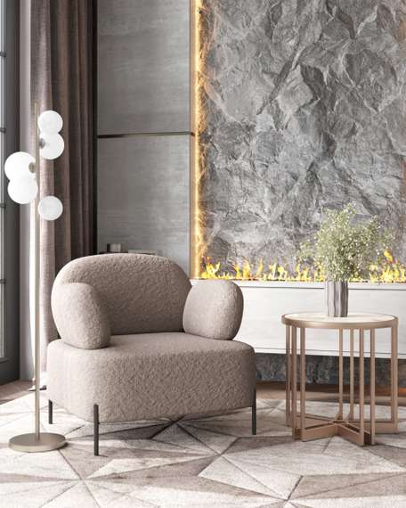 Журнальный столик Алиада 55х55 см светлая керамика сталь шампань