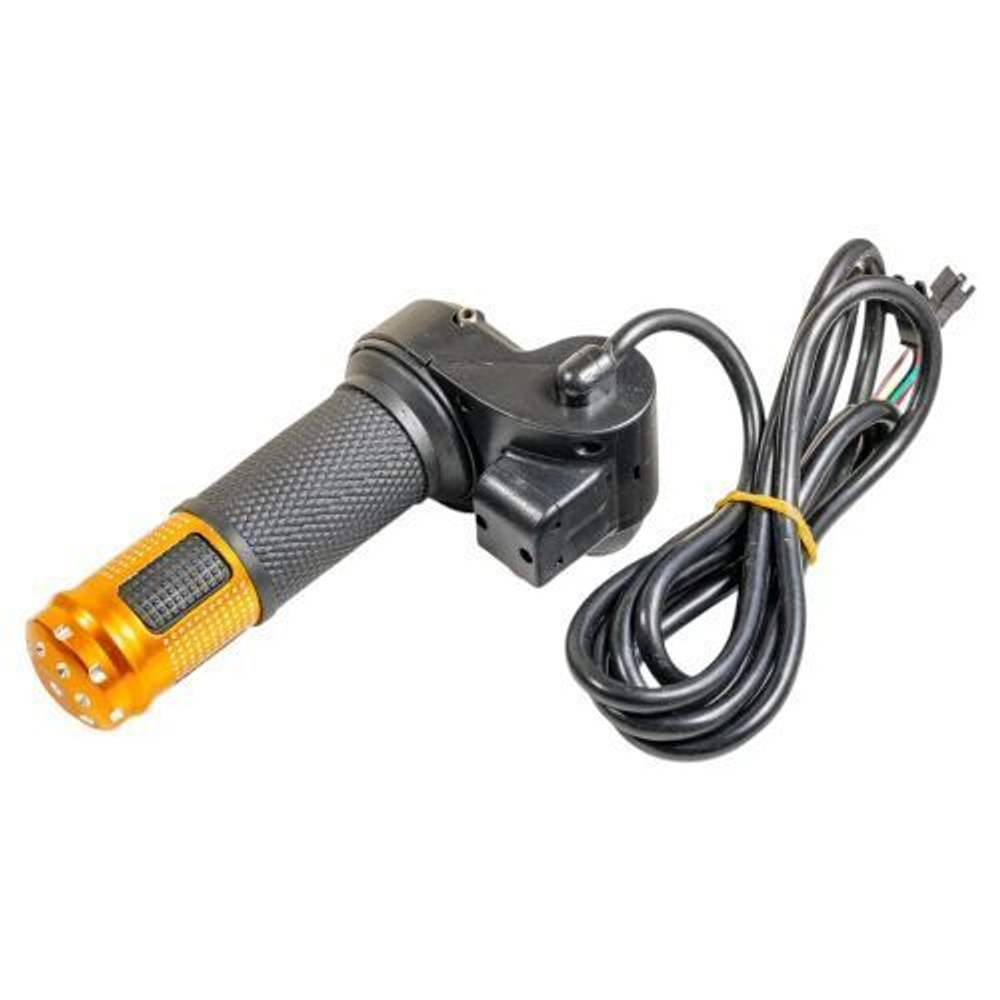 Ручка газа с вольтметром кнопкой и замком зажигания оранжевая ( кабель 1.7м )