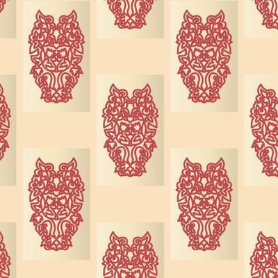 красный абстрактный орнамент на бежевом фоне.