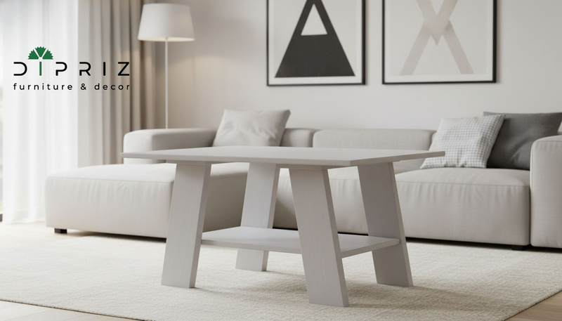 Журнальный столик, 120х60х45, Морис, кофейный, деревянный, белый, Dipriz