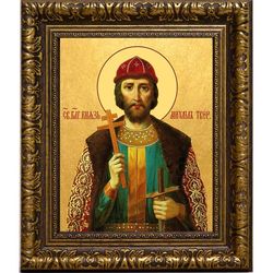 Михаил Тверской Святой благоверный князь. Икона на холсте.