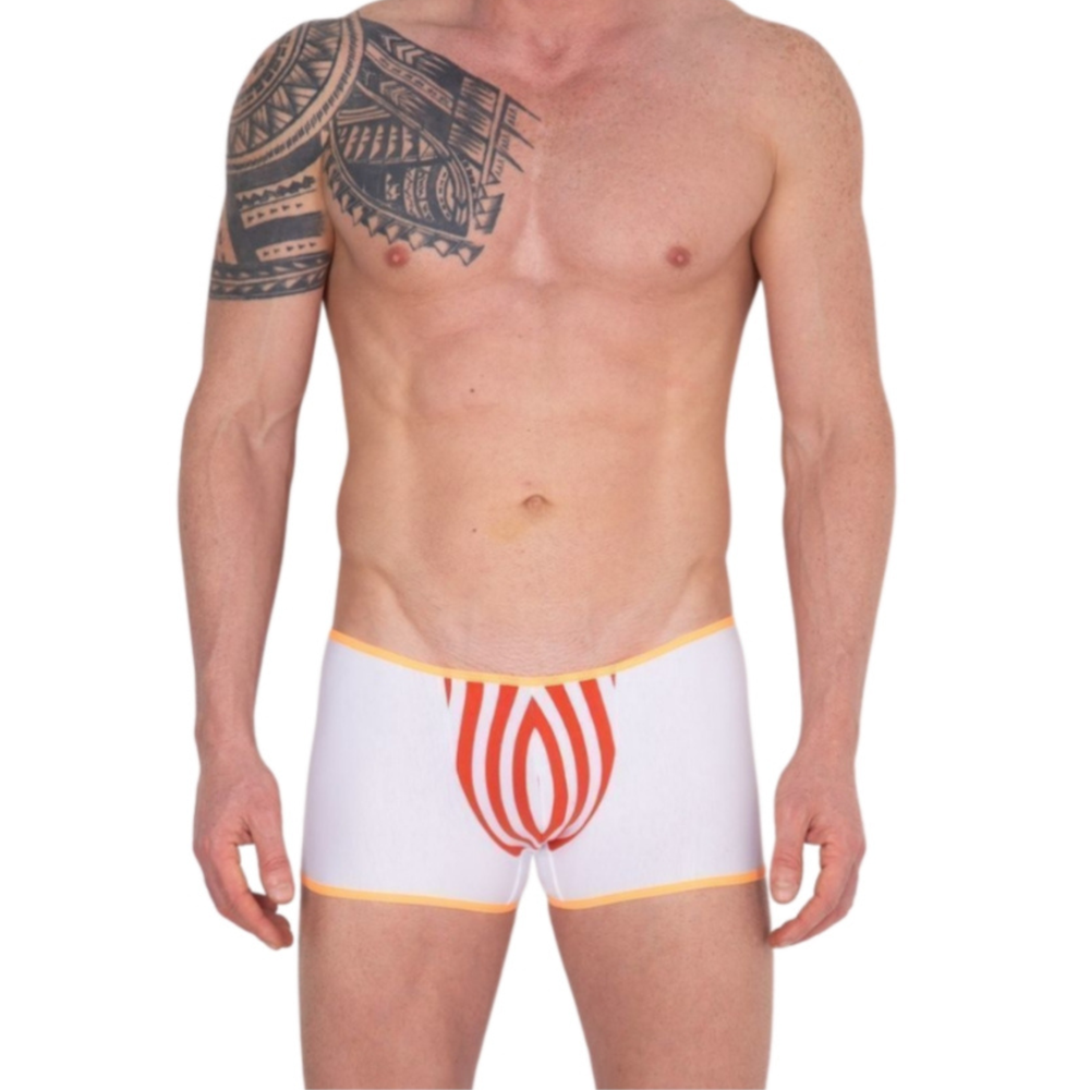 Мужские трусы боксеры белые с оранжево-белой вставкой Cosmos Colors FC30_OW