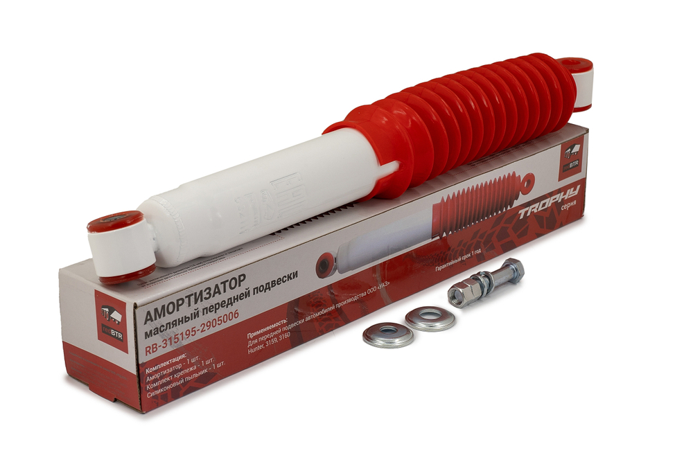 Амортизатор УАЗ Хантер (передний, масляный) TROPHY (шток 18 мм, пыльник силикон, полиуретан)