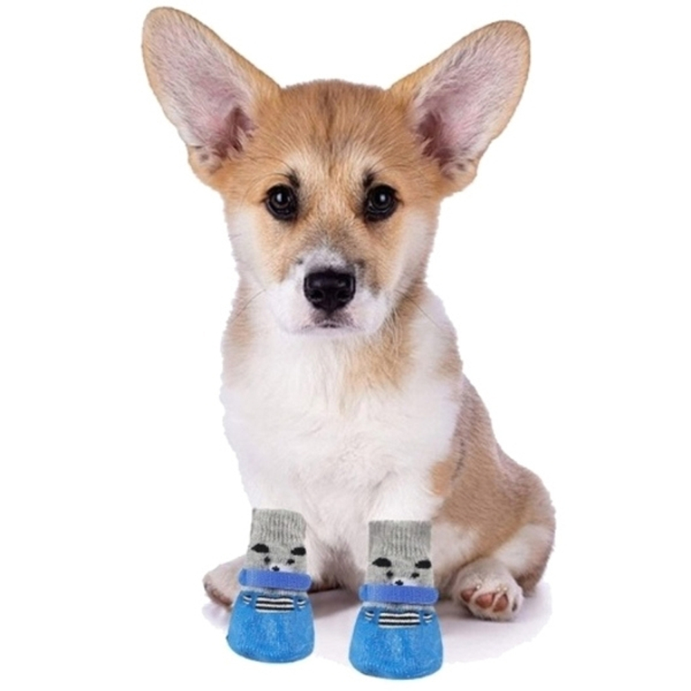 Башмачки для животных прорезиненные на дождливую погоду «LAPUSIK», цвет голубой, размер s, 3,5см