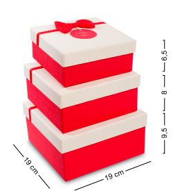 WF-32-B Набор коробок из 3шт «Прямоугольник» цв.красн./бел.