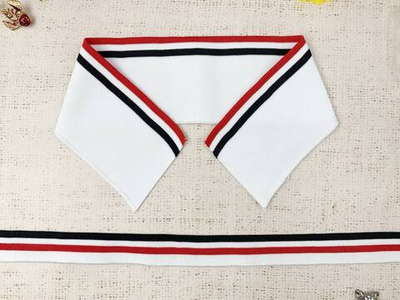 Комплект воротник ш. 7 см д. 43 см + подвяз ш. 2,7 см д. 100 см, белый с чёрным/красным