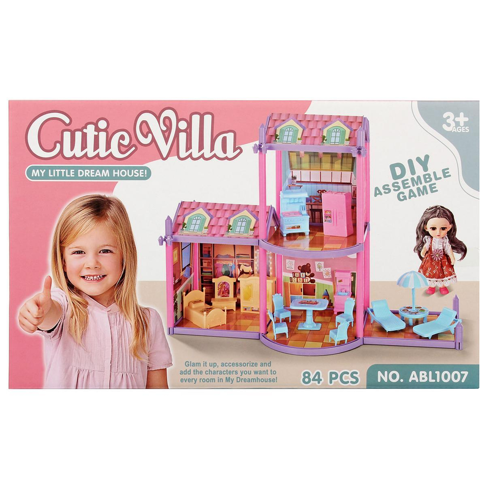 Дом для куклы с куклой и мебелью коробка ABL1008