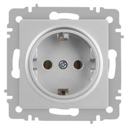 Розетка Intro Accent 6-202-03 2P+E Schuko 16А-250В IP20 СУ AL/CU алюминий | Intro