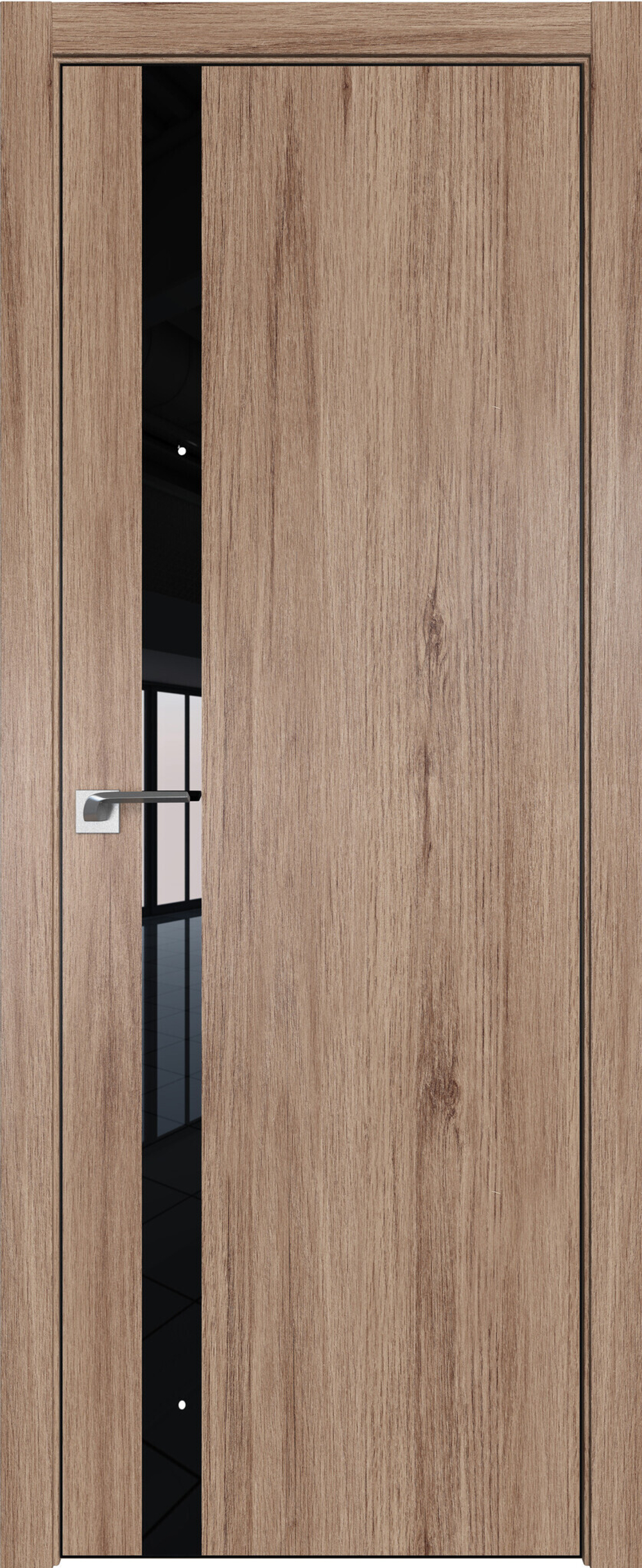 [ТОВАРА НЕТ В НАЛИЧИИ] Дверь межкомнатная Профиль Дорс 6 ZN (кромка ABS), цвет светлый дуб салинас, экошпон, стекло черный лак