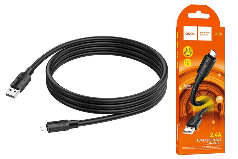 Кабель USB - Micro HOCO X84 (черный) 1м