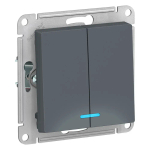 ATLASDESIGN 2-клавишный ВЫКЛЮЧАТЕЛЬ с подсветкой, сх.5а, 10АХ, механизм, ГРИФЕЛЬ