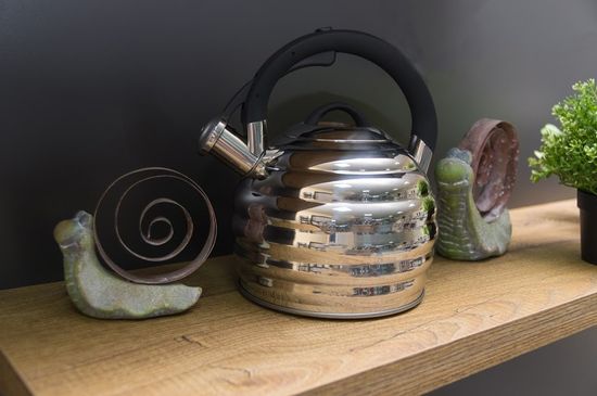 Чайник 3 л. из нержавеющей стали со свистком Kamille KM 0653 и черной бакелитовой ручкой