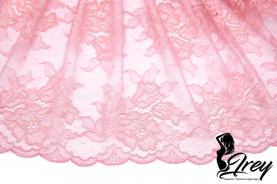 03-201 ОПТ Кружево эластичное 23 см, пыльно-розовый