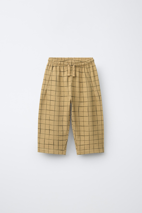 ZARA БРЮКИ В КЛЕТКУ, ПЕСОЧНЫЙ