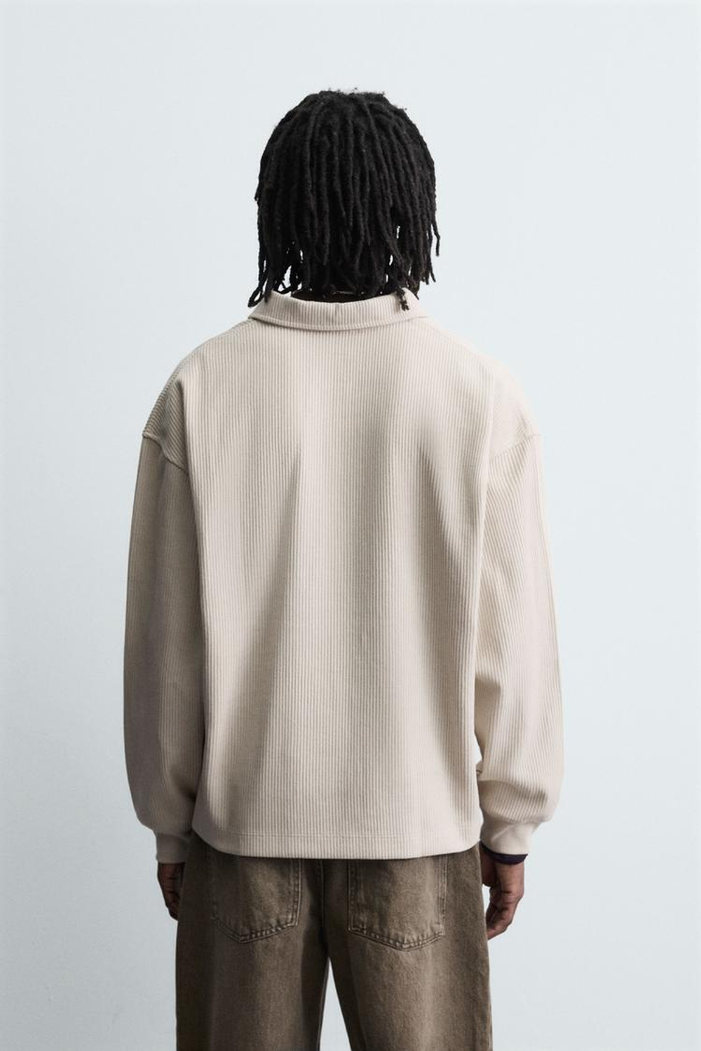 ZARA ПОЛО В РУБЧИК, ЭКРЮ