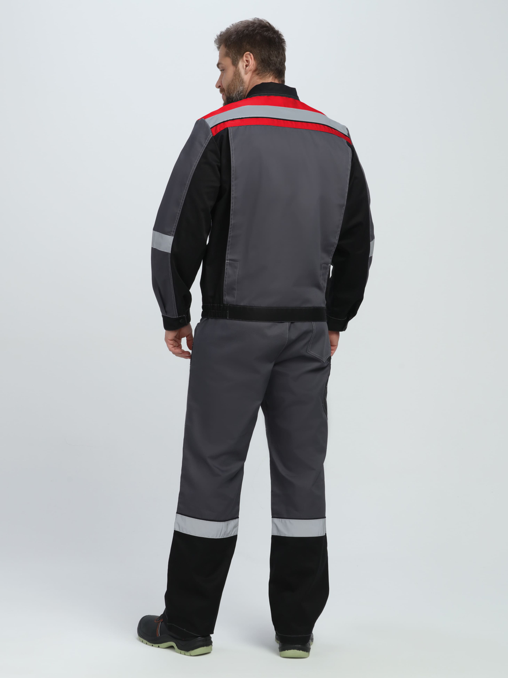 Костюм Вивантек-1 СОП У. (тк.Смесовая,240) брюки, т.серый/черный/красный