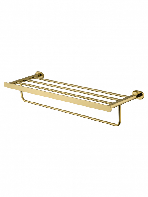 Полотенцедержатель с полкой WONZON & WOGHAND FIRST, Глянцевое золото (WW-8481-LG)