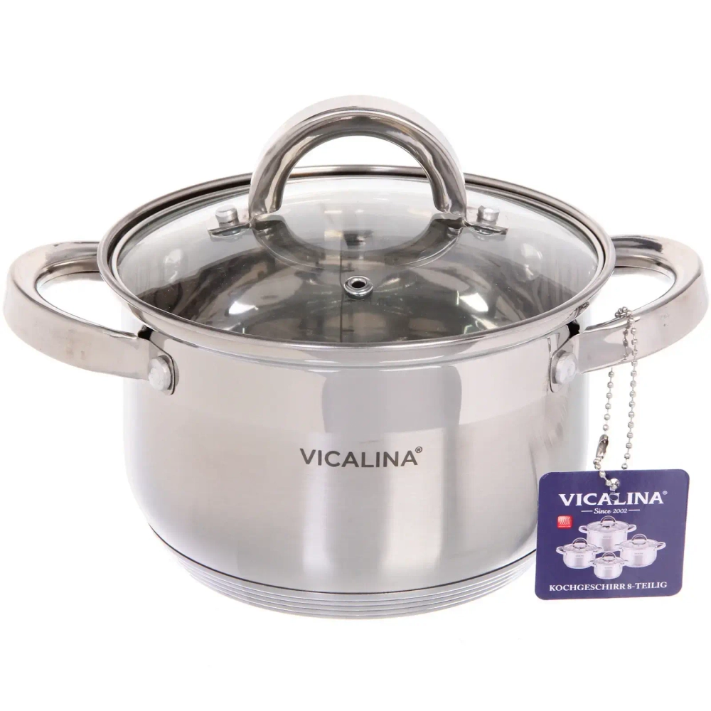 Набор посуды из нержавеющей стали VICALINA 4 предмета (4 кастрюли 1,9л, 2,7л, 3,6л, 6,0л) VL-585