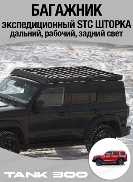 TANK300 Багажник экспедиционный STC ШТОРКА дальний, рабочий, задний свет
