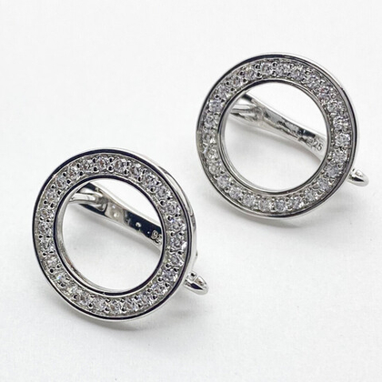 Ювелирные швензы с родиевым покрытием, размер 15*16 мм, цена за пару